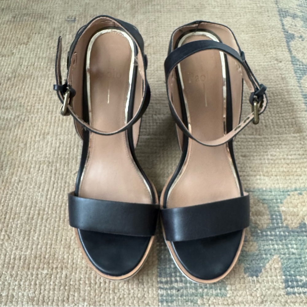 Paolo Ella Leather Wedge Black and White